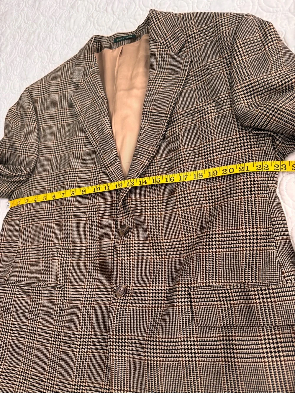 Ralph Lauren Vintage Glen Plaid 100% Wool Men’s Sport Coat Size 46R